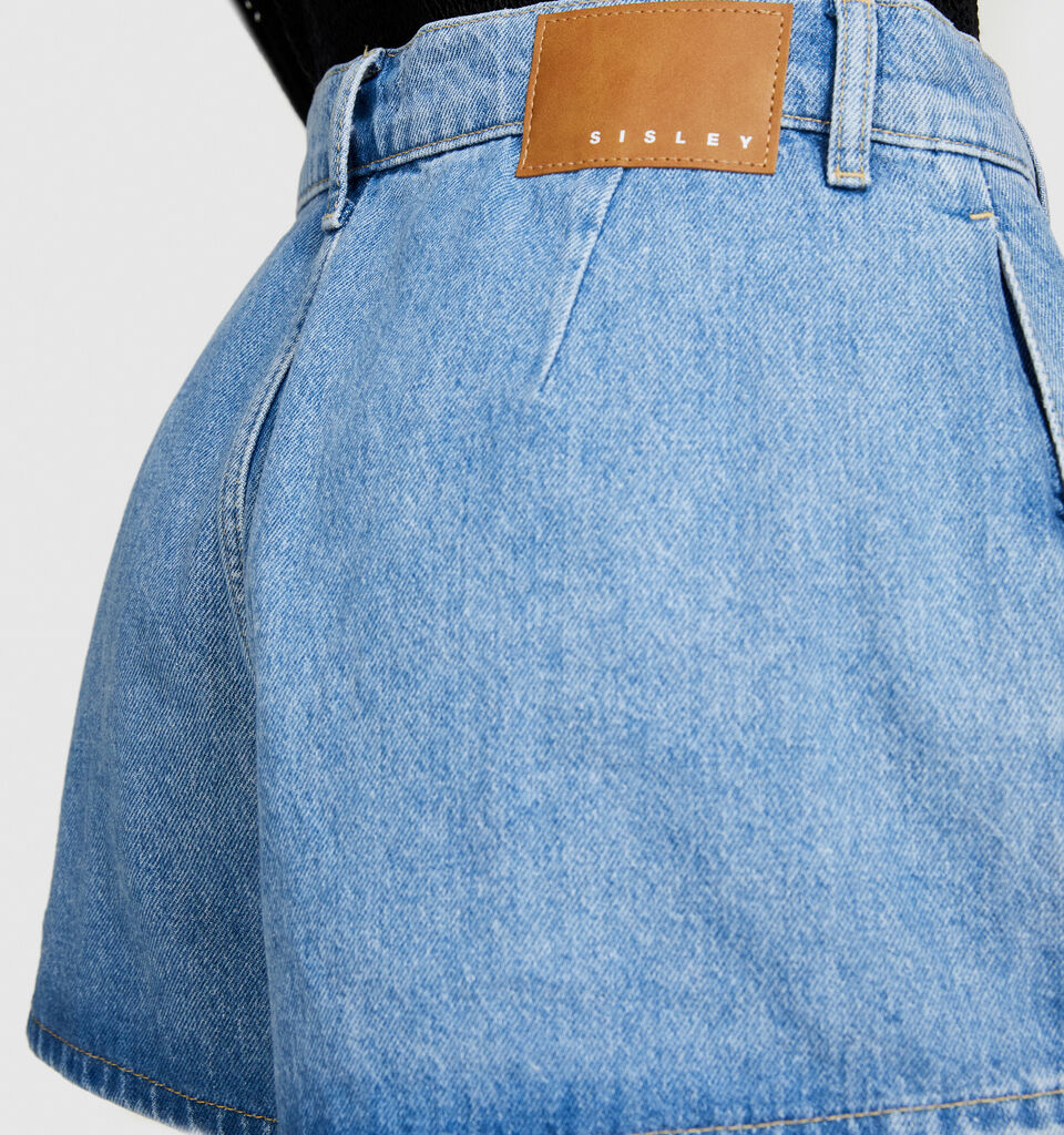 Denim culottes - women's mini skirts - Blue | Sisley image number 5